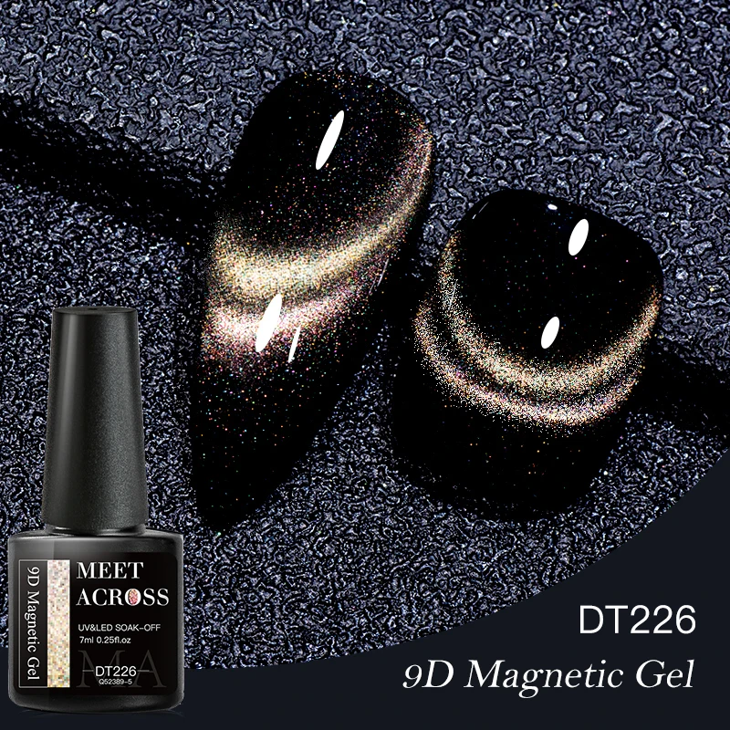 MEET ACROSS 7ml 9D Cat Gel Nail Polish Glitter Magnetic Semi Permanent Soak Off UV LED Nail Art Varnish For Nails