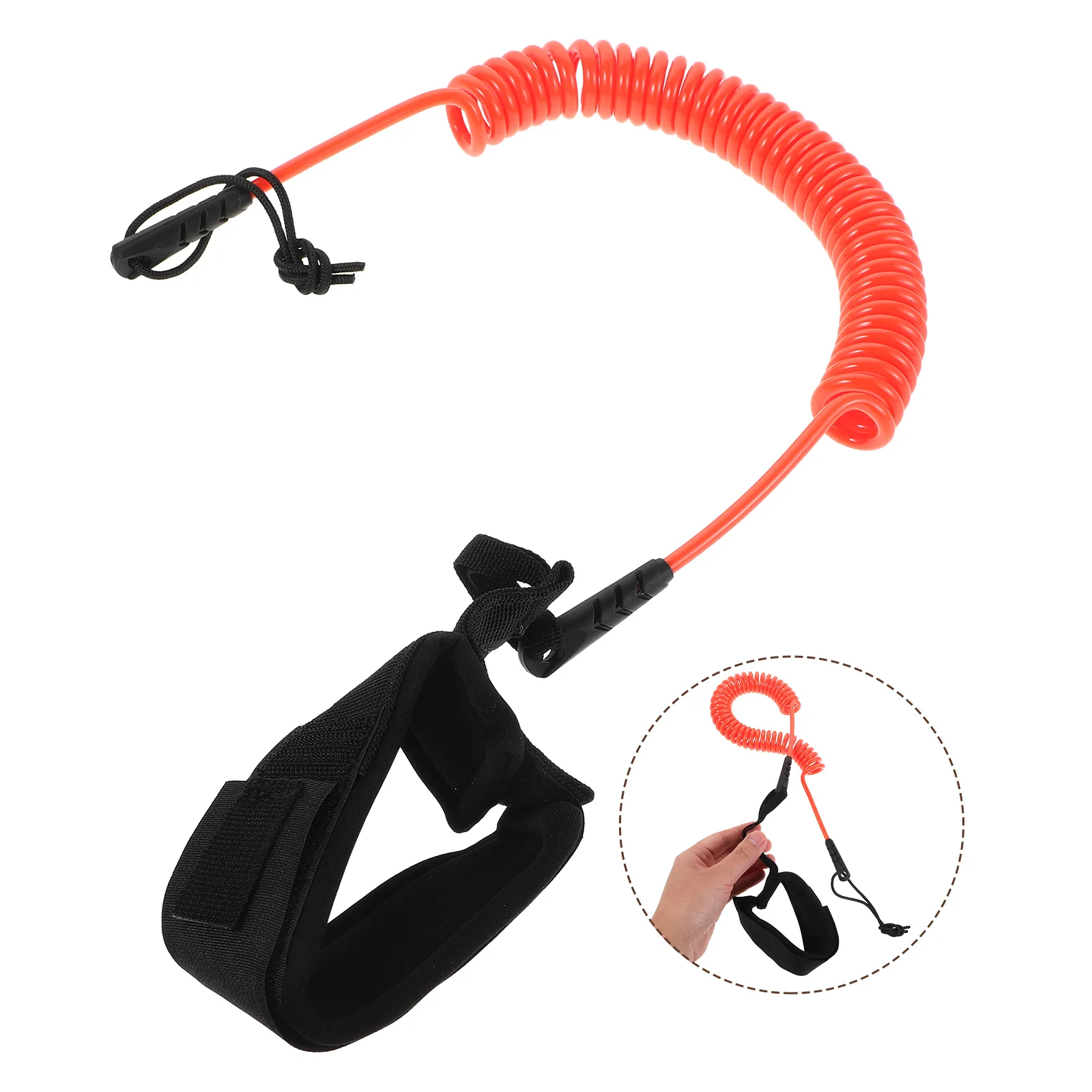 

1pc Elastic Coiled Paddleboard Leash Tpu Water Sports Leg Rope Comfortable Wrist Strap Universal Fit For Kayak Sup