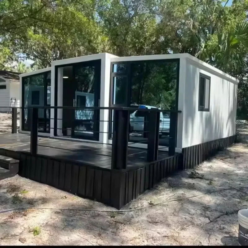 Compact Foldable 20ft Container Home Expandable Prefab Steel Structure Design Tiny House Cabin Mobile Home