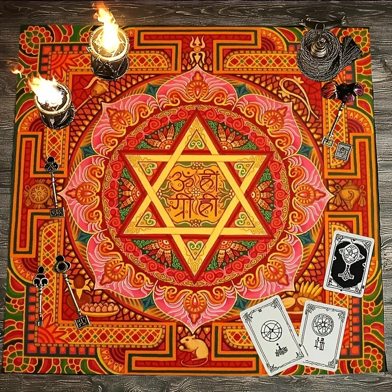 Mystical Symbol Art Tarot Tablecloth In Mandala Altar Cloth For Divination Oracle Card Games Party Supplies Magical Themed Decor