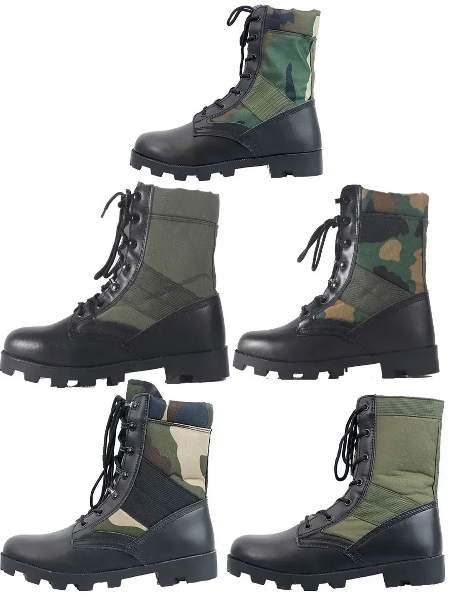 Chaussures d'extérieur imperméables à lacets pour hommes, bottines respirantes en toile de Camouflage, Combat tactique dans le désert
