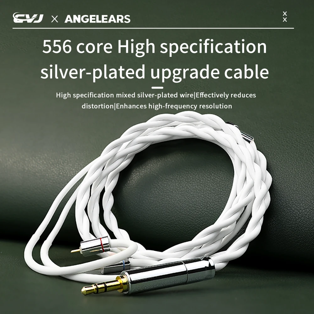 CVJ Vibra High Fidelity Headphone Upgrade Cable 3.5/4.4mm Plug 556 Core Silver Plated 2-Pin 0.78 Audio Cable for Enhanced Sound