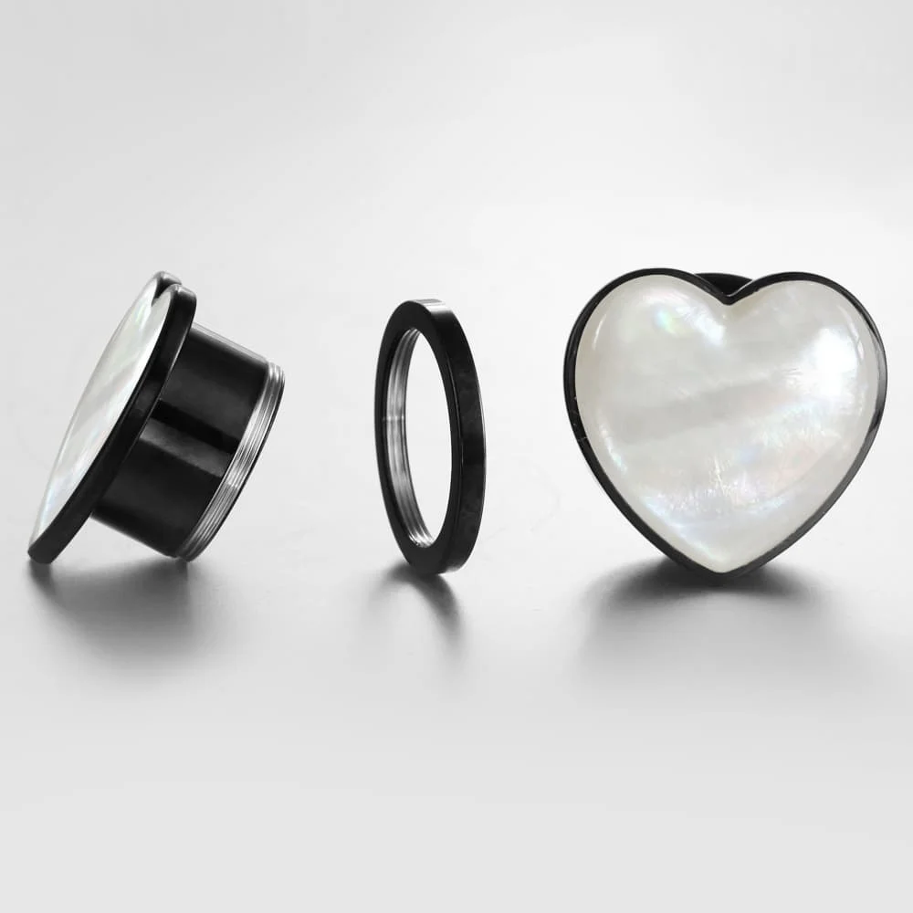 Casvort 2 sztuk moda serce muszla tunele do uszu zatyczki biżuteria do ciała eleganckie wskaźniki uszu Piercing Stretchin kobiety prezent Expander — zdjęcie 5