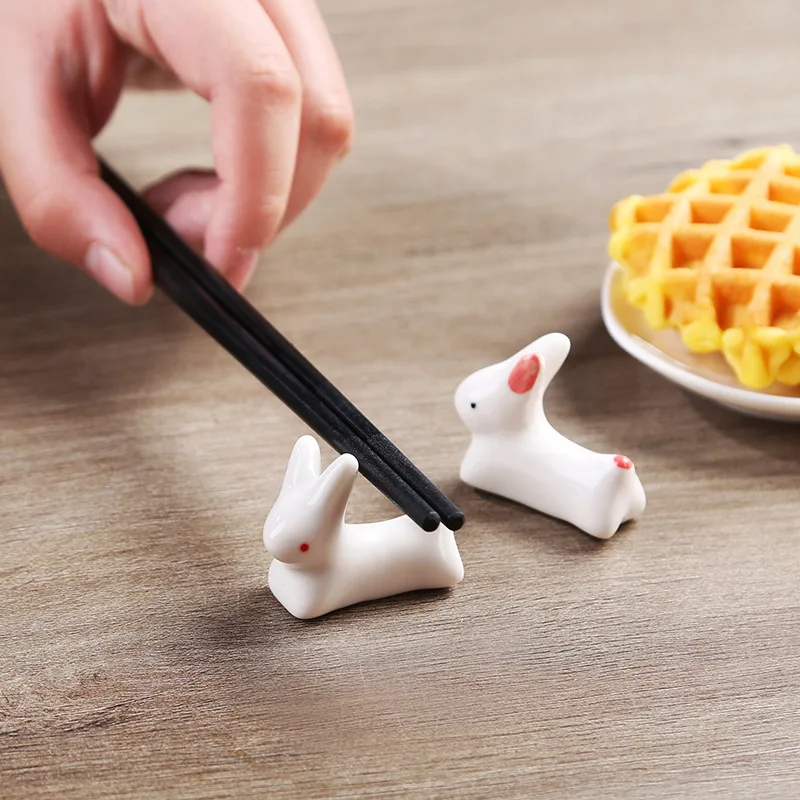 Cute Japanese Zakka Style Ceramic Rabbit Chopstick Rest for 
