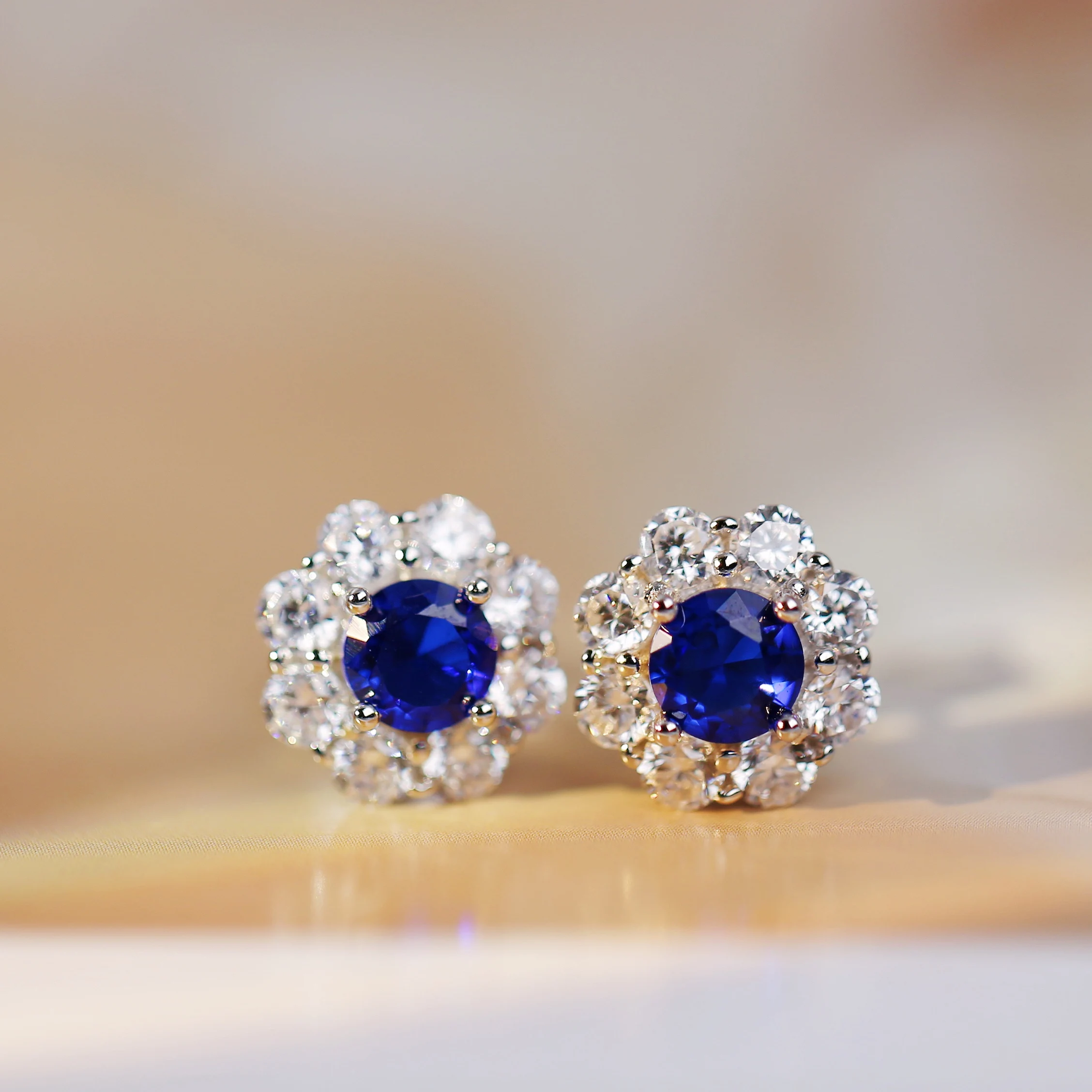 

Lab-Created Round imitation Sapphire Stud Earrings Gift for Wedding/Birthday/Mother’s Day/Christmas-Rivals Fine Jewelry