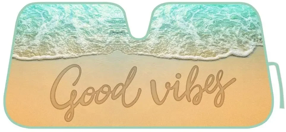 

Солнцезащитный козырек BDK Good Vibes Beach для лобового стекла, складной автомобильный козырек гармошкой для автомобилей, грузовиков, внедорожников, козырек от солнца с УФ-лучами