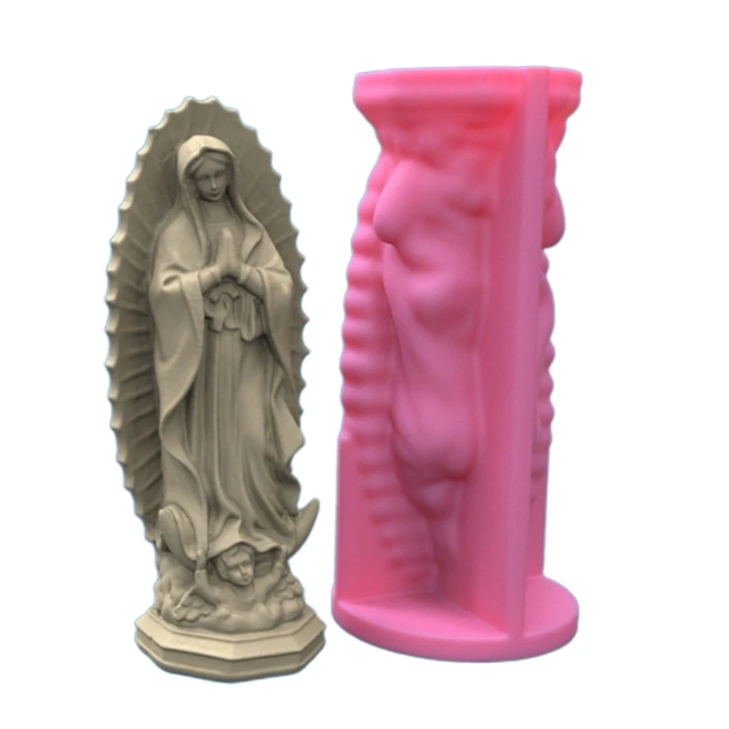 แม่พิมพ์สบู่ 3D Virgin Mary เค้กตกแต่งเค้กเบเกอรี่เครื่องมือประติมากรรม