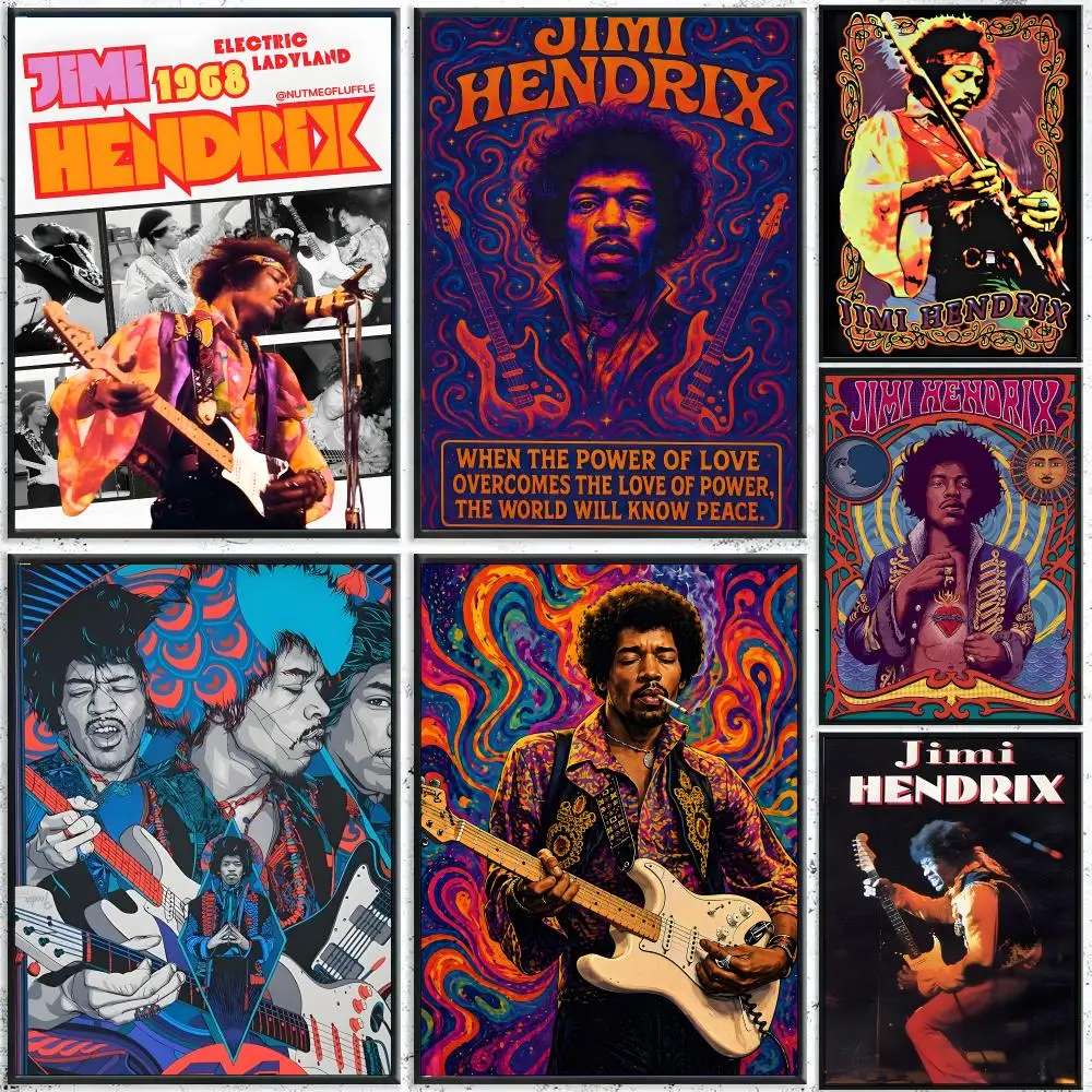 Singer J-Jimi Hendrix Poster High-Quality Waterproof Wall Decal for Study, Living Room & Garage, Great Gift for Fans