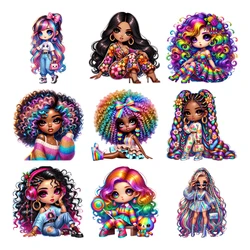 Cute Fashionable girl dtf Heat Transfer patch for Childrens clothing thermal transfer pillow On Clothes Iron on transfer patch