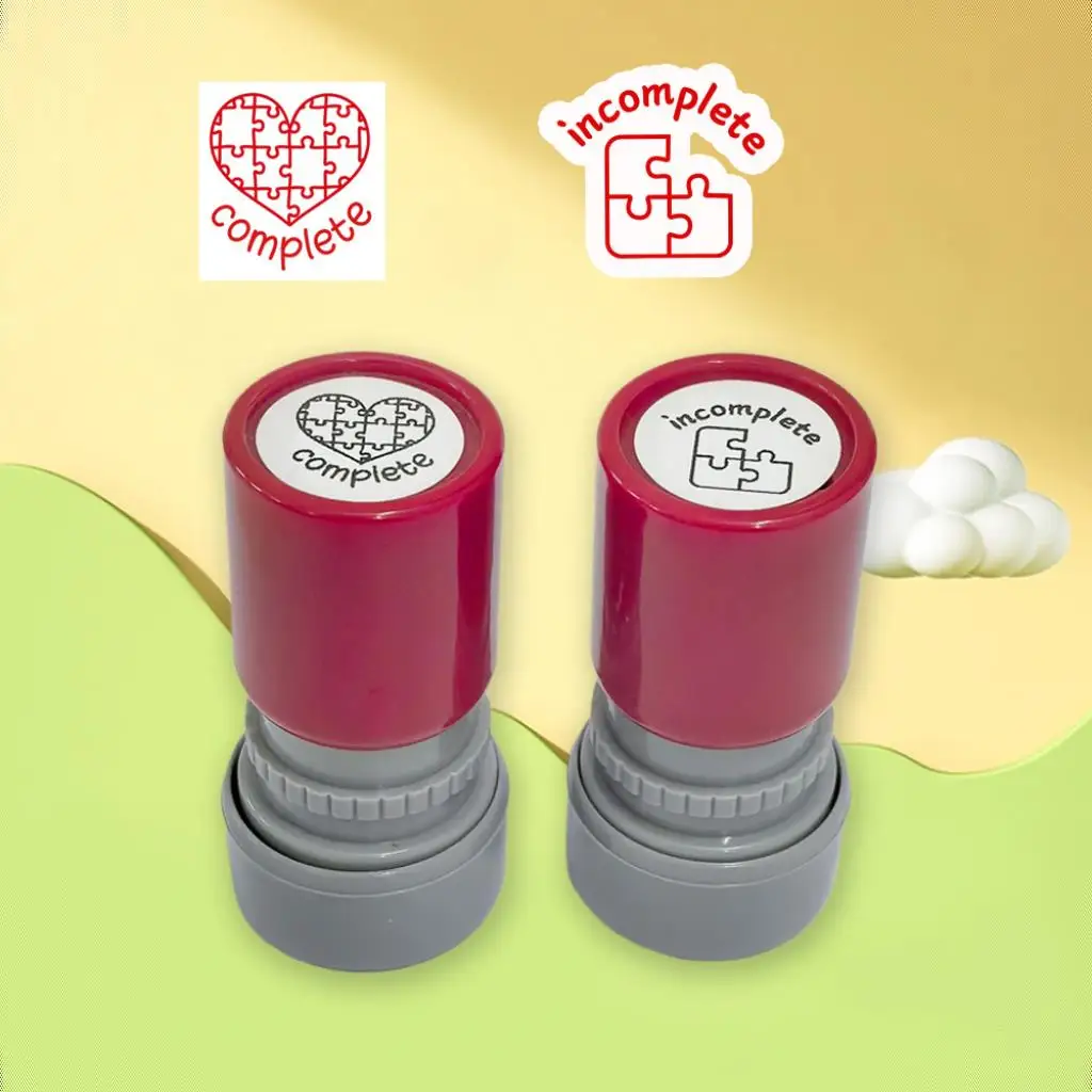 Grading Stamp Incomplete Building Blocks for Class Work Grading Stamp Round Stamp for Daily Office Use