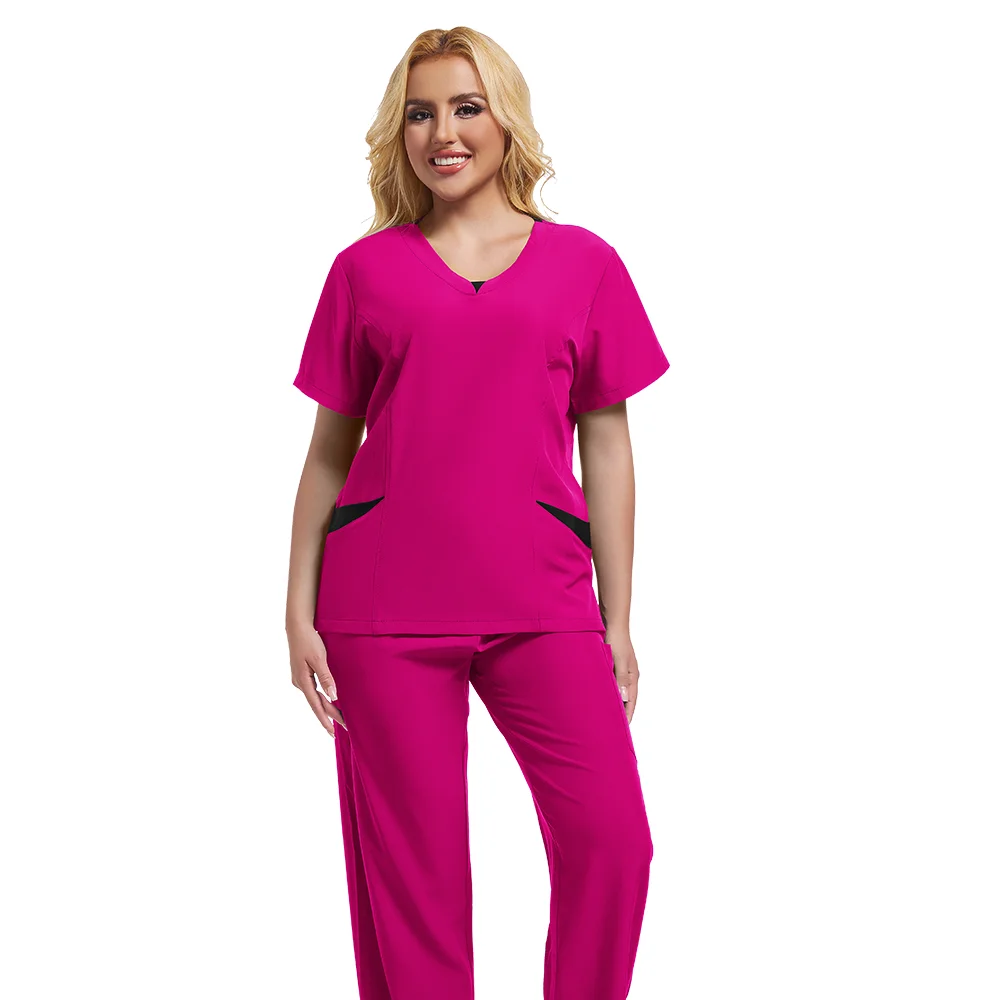 Le più nuove uniformi chirurgiche infermieristiche Donna Dottore Infermiera Uniformi Uomo Pantaloni dritti Scrub Set Abbigliamento medico Salone di bellezza Abbigliamento da lavoro