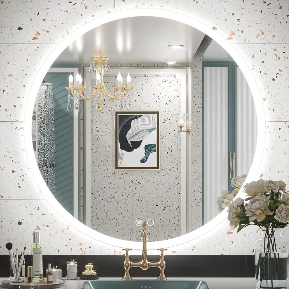 

Toilet Shower Mirror With Led Light for Bathroom Wall Mirror With Lighting Makeup Mirrors Fixture Home Improvement