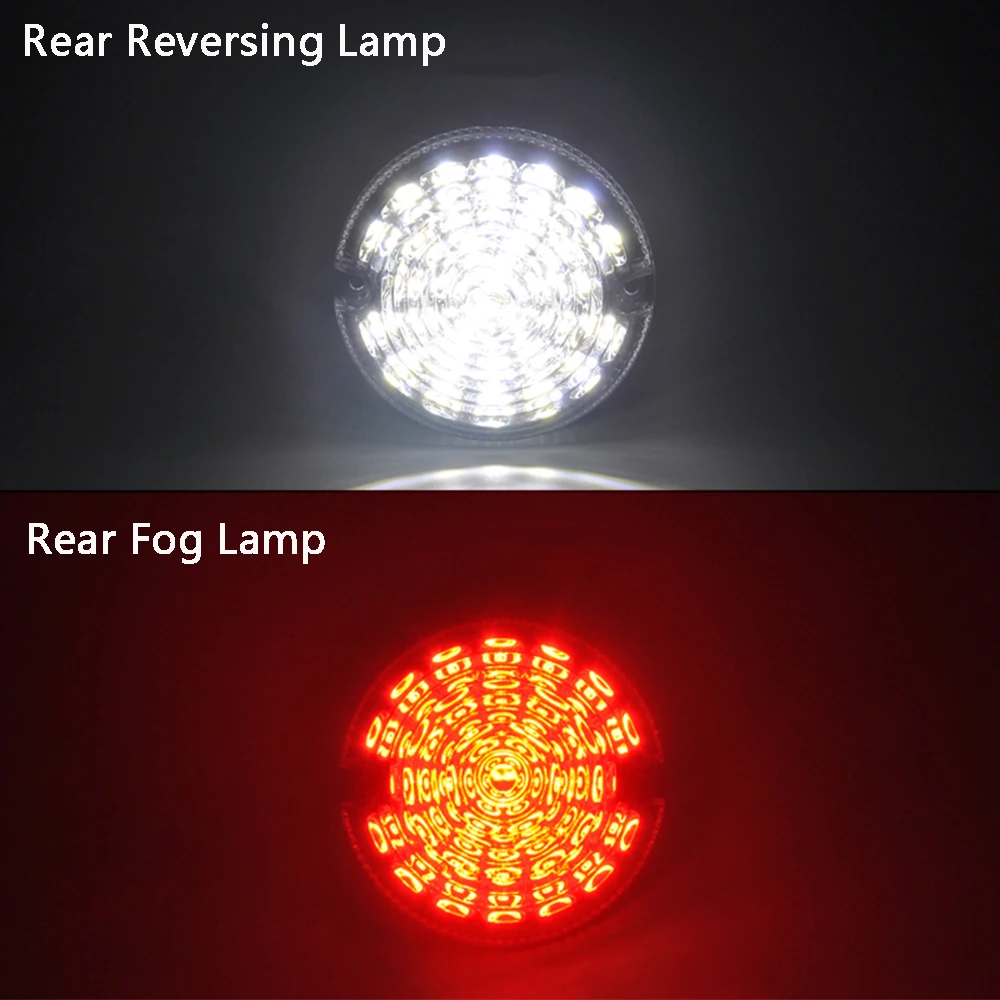 2* 95mm Car LED Smoke Red Rear Fog Lamp Smoke White Rear Reversing Lamp For Land Rover Defender 2001-16 Defender Cabrio 1990-16