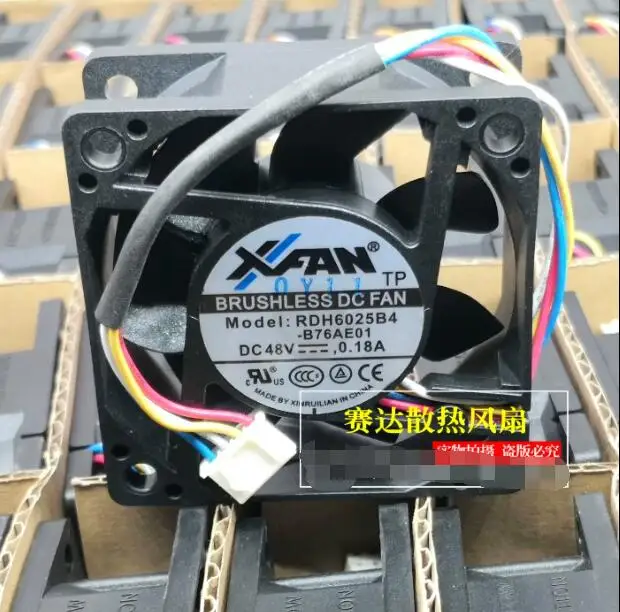 XFAN RDH6025B4 DC 48V 0.18A 60x60x25mm 4-Wire Server Cooling Fan