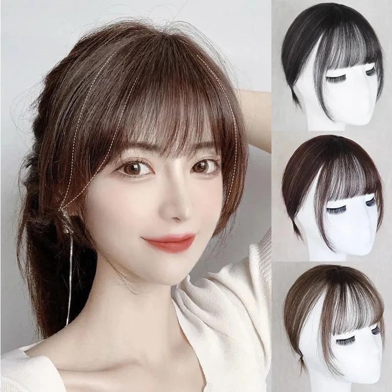 MANWEI Synthetic 3D Bangs 25CM Invisible Seamless Head Hair Air Bangs Overhead Natural Invisible Increase Hair Volume