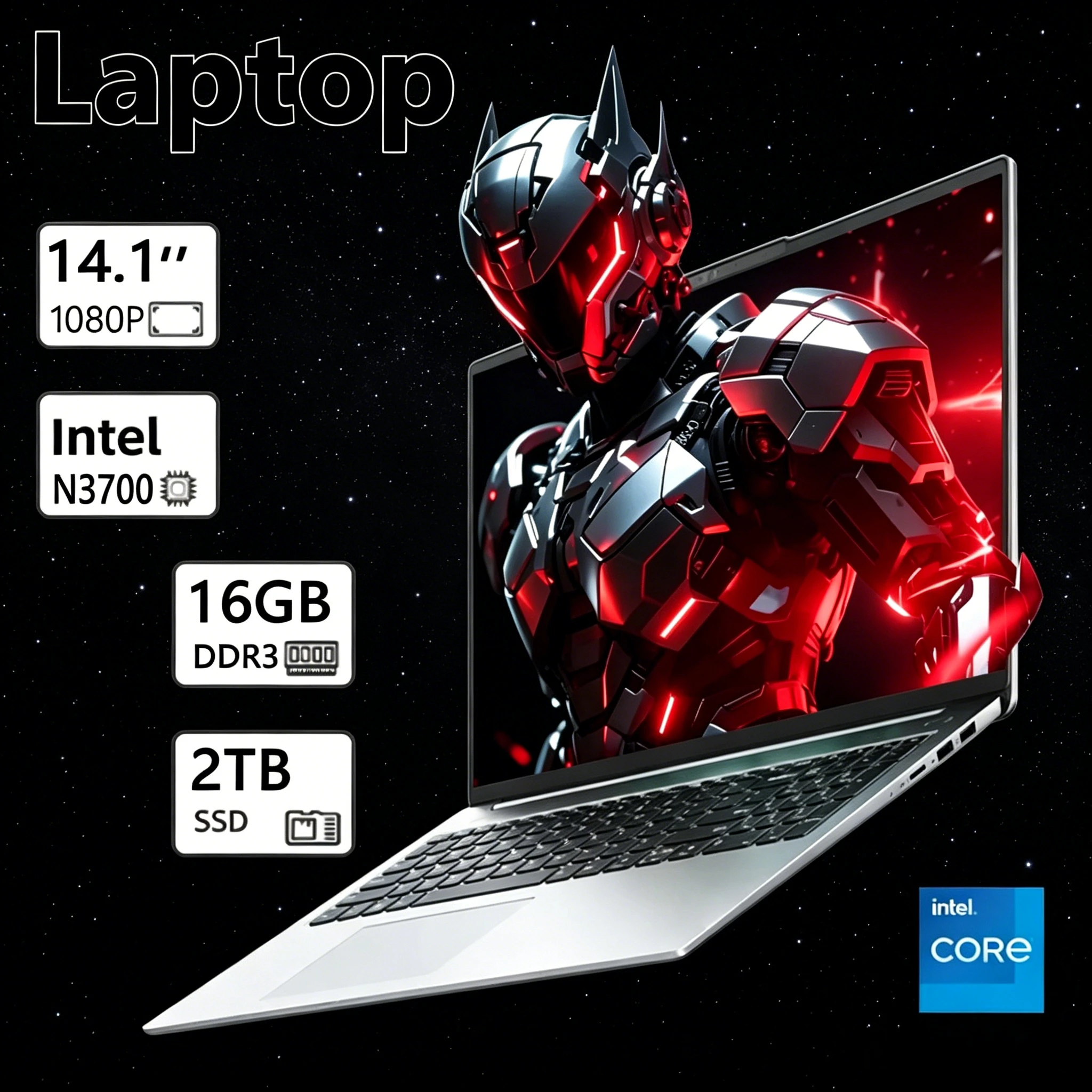LENO 울트라 슬림 14.1인치 노트북 인텔 N3700 16GB 1TB 2TB 게이밍 컴퓨터 PC 윈도우11 게이머용 사무용 울트라 슬림 노트북 1920*1080