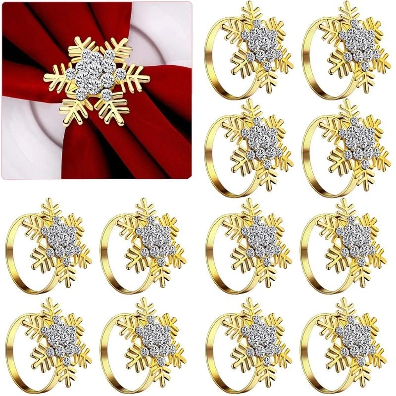 

Snowflake Napkin Buckle Cloth Decoration Buckle Napkin Ring Wedding Napkin Holder for Wedding Party Banquet high quality