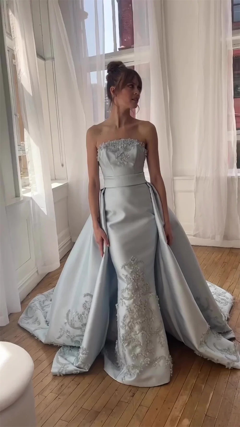 Customized Elegant Strapless Ball Gown Sweep/Brush Evening Beading S Formal Occasion vestidos de ocasión form