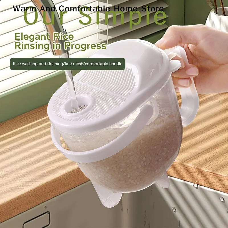 【W】Hand-Free Rice Washer Kitchen Colanders Strainer Bowl With Lid Household Vegetable Washing Strainer For Home Hotel Restaurant