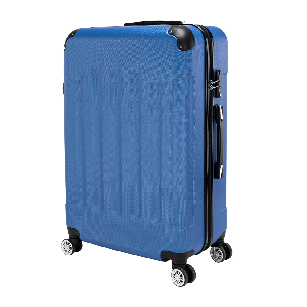 Valise à roulettes portable en ABS, ensemble de bagages élaborées, bleu foncé, 3 en 1, roues tournantes télescopiques Foy, 20 po, 24 po, 28 po