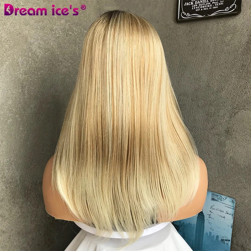 18Inch Mixed Blond  Medium Straight  Wave Hair Synthetic Wig Fiber High Temperature Silk Hair Fashion  Women\'s Daily Wear Wigs