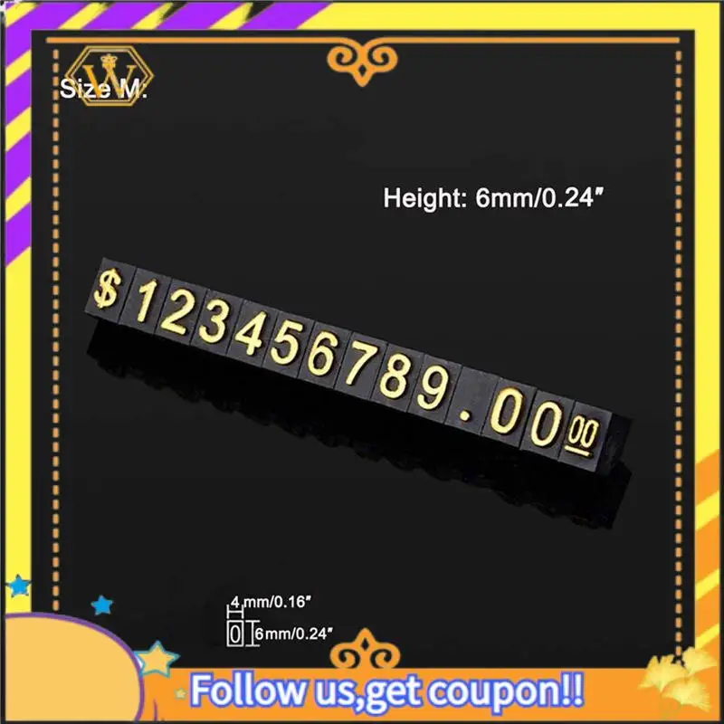 A01K-80 Sets Price Display Square Adjustable Price Tag For Price Display Counter Stand Number Letter Dollar Price Block Kit M