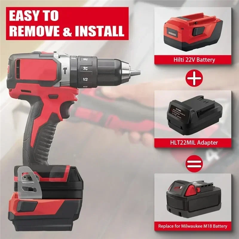 GYTB-Battery Adapter For 18V M18 Battery For Hilti 22V B22 Li- Batteries Converter Adapter Portable Battery Adapter