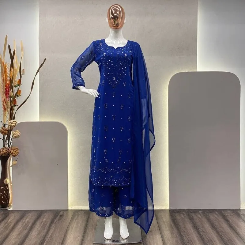 

Indian Salwar Kameez Party Wear Wedding Dress Pakistani Royal Blue Suit