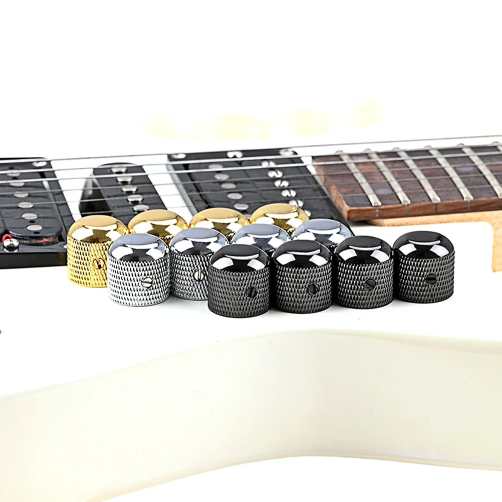 

4 Pcs Guitar Volume Knobs Metal Compatible Electric Guitars Basses Easy Install Remove Tone Buttons Accessories