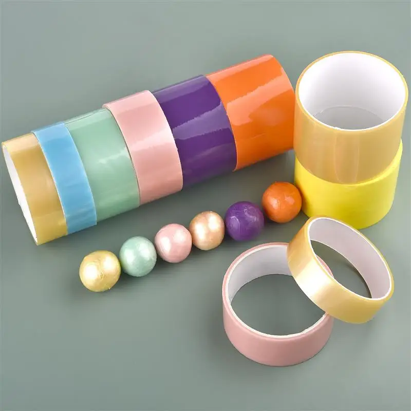 6 Colors Random Shipment Adhesive Tapes Colored Tapes DIY Sticky Tapes Colored Duct Tapes Fidget Pearlescent Adhesive Ball Tape