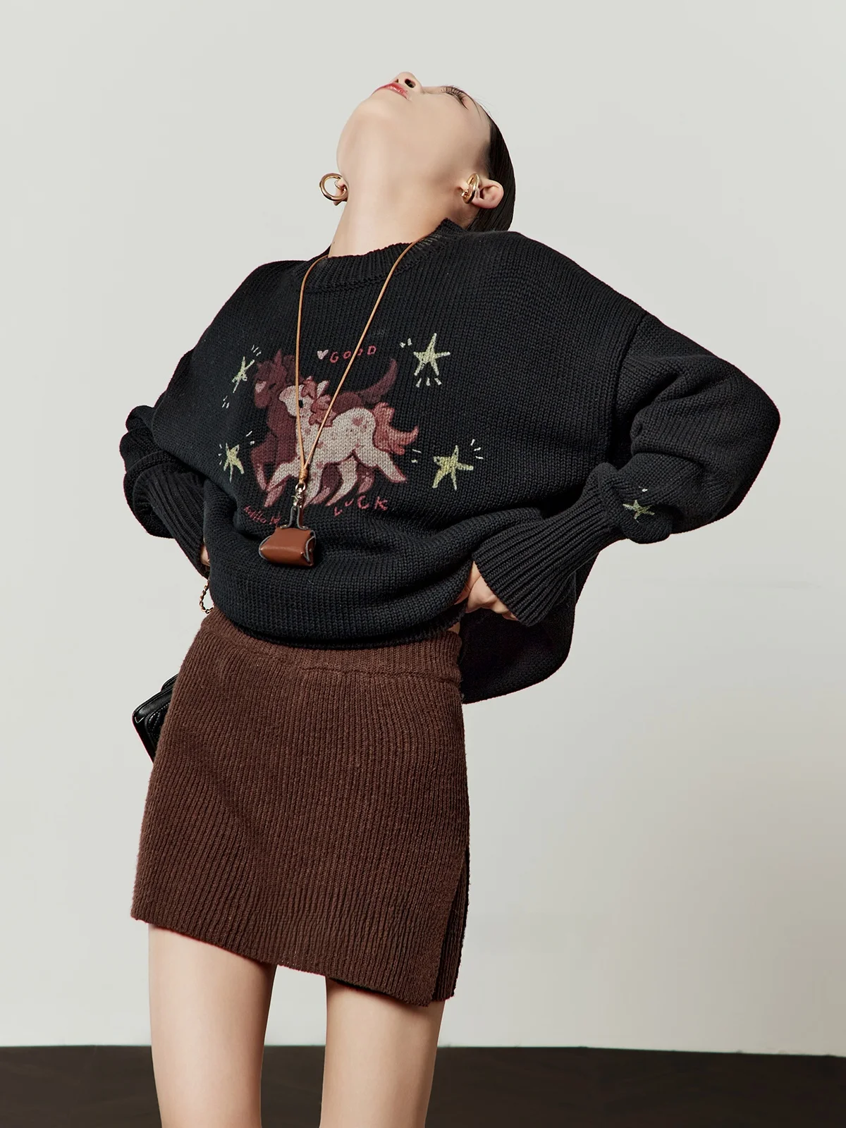 

Neutral Sle Knitted Sweater Bla Animal Print Overhead T-irt Zhou Li Wu Double Brand New Spring 2026 for ex