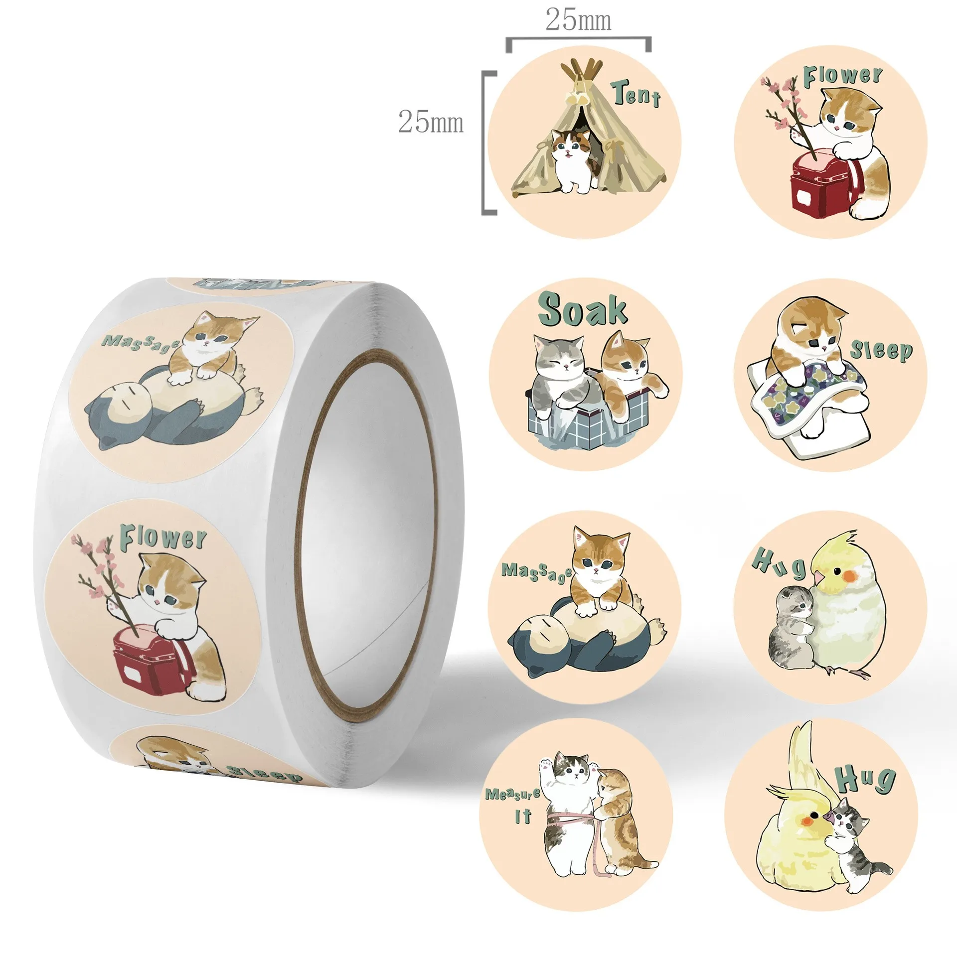 50-500pcs Cute Cat Animal Reward Sticker New Kids Motivational Stickers DIY Creative Stationery Office Self-adhesive Lable Gift