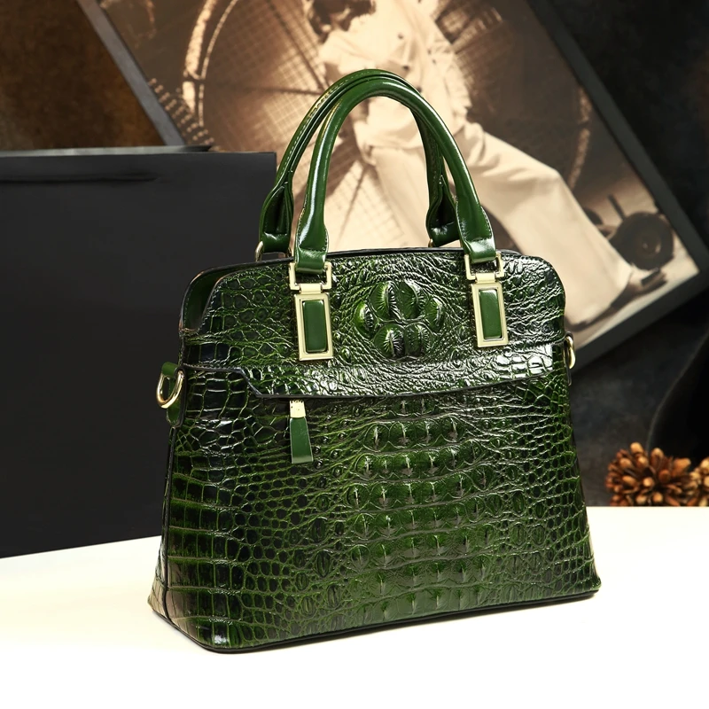 Fashion Genuine Leather Women Handbags 2024 New Crocodile Pattern Shell Shoulder Messenger Bag Ladies Portable Tote Bags Brand