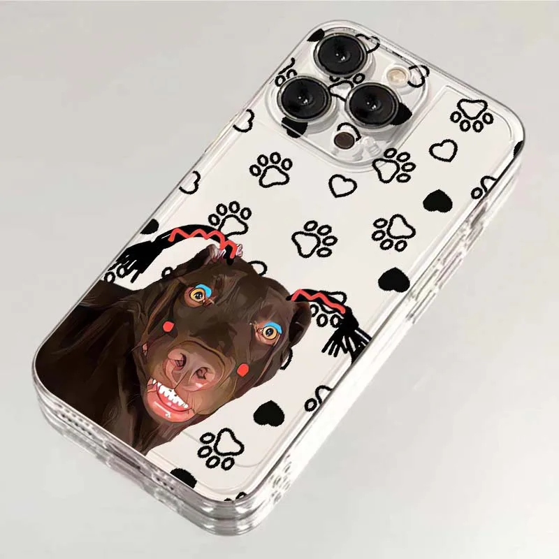 Abstract Dog Cute Cartoon Phone Case For Apple iPhone 17 16e 16 15 14 13 12 11 Pro Max Plus Mini TPU Soft Transparent