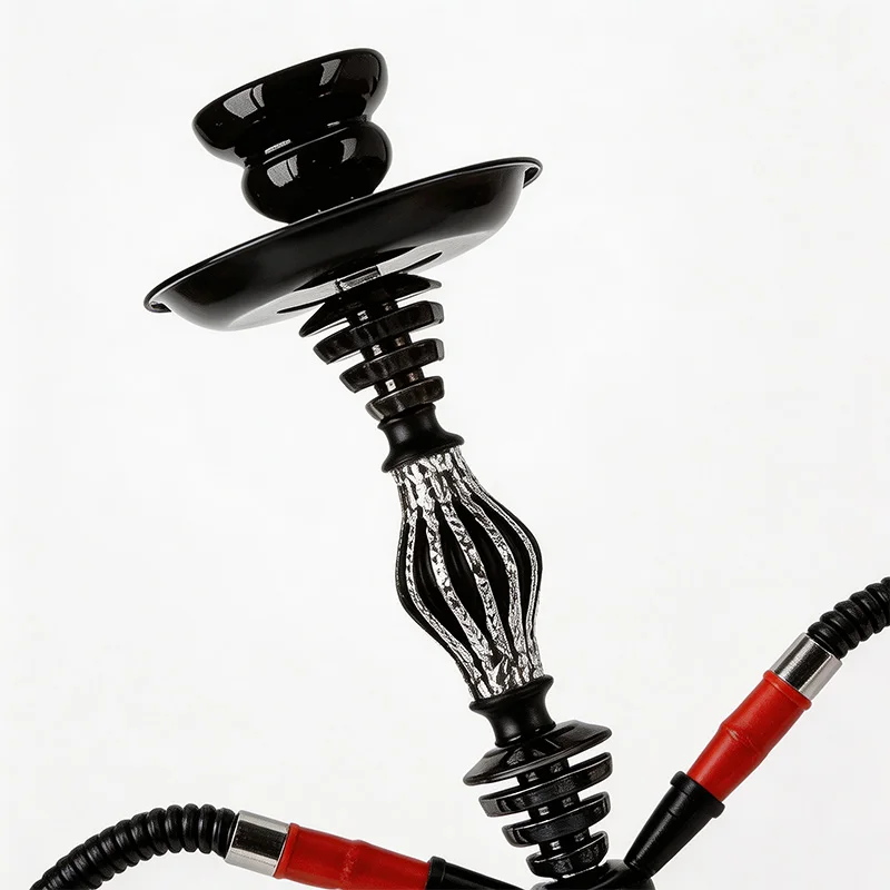 Flame Pattern Glass Hookah Complete Set Double‑Hose Shisha Narguile Chicha Water Pipe for Home Bar Party Lounge Smoking Kit