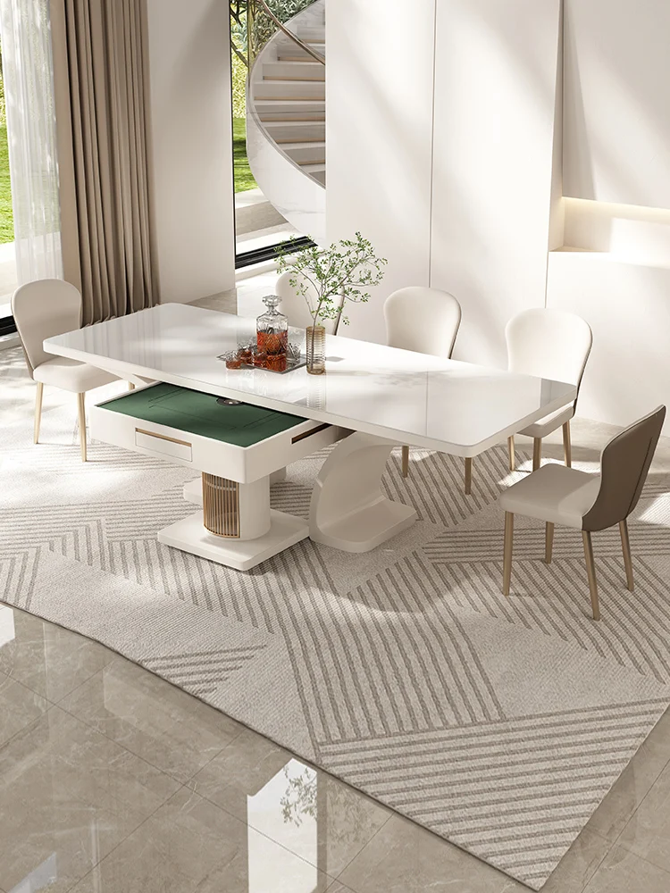 Rock board dining table, mahjong table, dual purpose rectangular restaurant, light luxury and modern home use