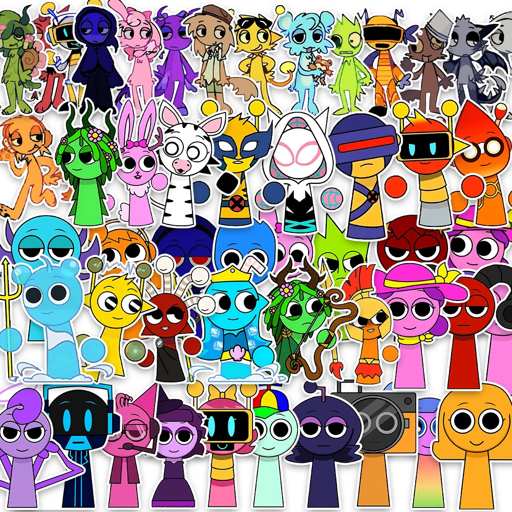 

50PCS Game Incrediboxs Sprunkied Stickers Diy Computer Skateboard Mobile Guitar Motorcycle Stickers Classroom Decoration Gift