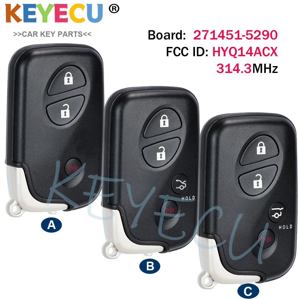 Keyless Smart Key for 2009 - 2016 Lexus GX460 RX350 LS460 LS600H RX350 CT200H ,Fob 314.3MHz HYQ14ACX 271451-5290 GNE Board