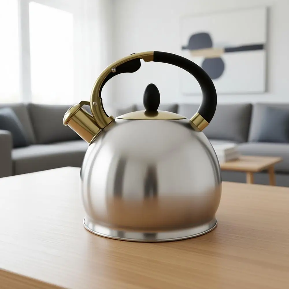 

Чайник с трельником, 5-слойное дно, нержавеющая сталь, 2,64 кварты