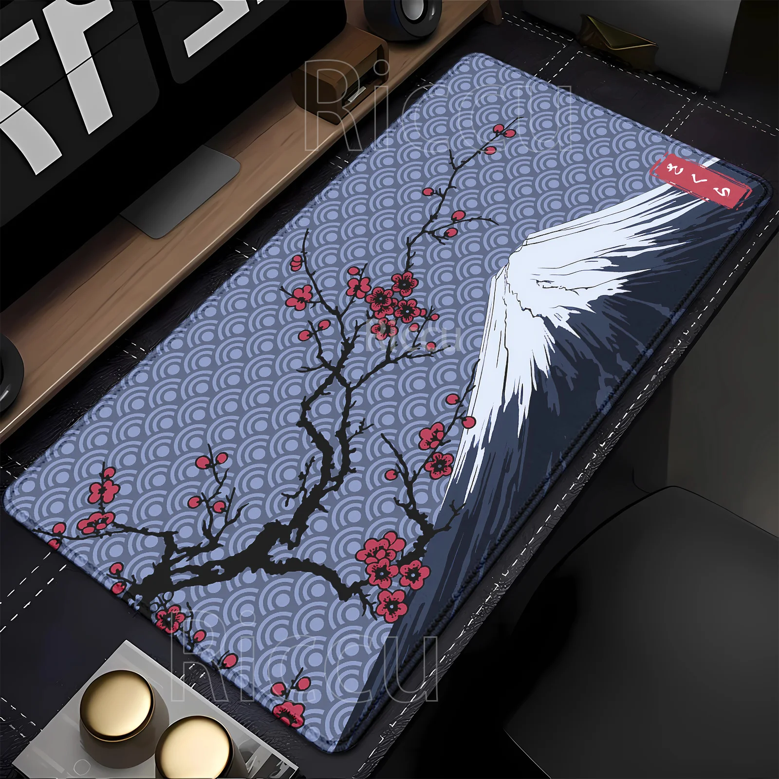 Mount Fuji Japanisches Sakura Mauspad Tastatur Kawaii Gummi Bürozubehör Laptop Mousepad HD-Druck XXL Esports Schreibtischunterlage
