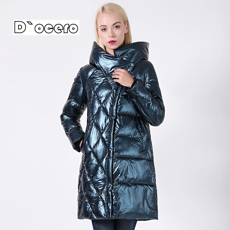 DOCERO 2022 New Winter Jacket Women Glitter Outerwear Hooded Long Women\'s Winter Coat Thick Biological-Down Jacket Parka Ceprask