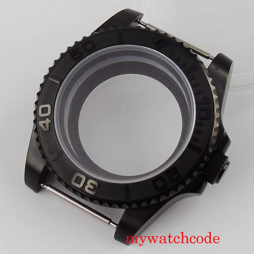 PVD Black 40mm Watch Case for NH34 NH35 NH36 NH70 NH72 Jubilee Steel Bracelet Sapphire Crystal image 3