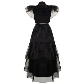 Adams-Robe de cosplay de mercredi en dentelle noire pour bébé fille, vêtements gothiques, vêtements de vent, robe éducative, Halloween, fête de carnaval, costume de soirée, 4-12 ans