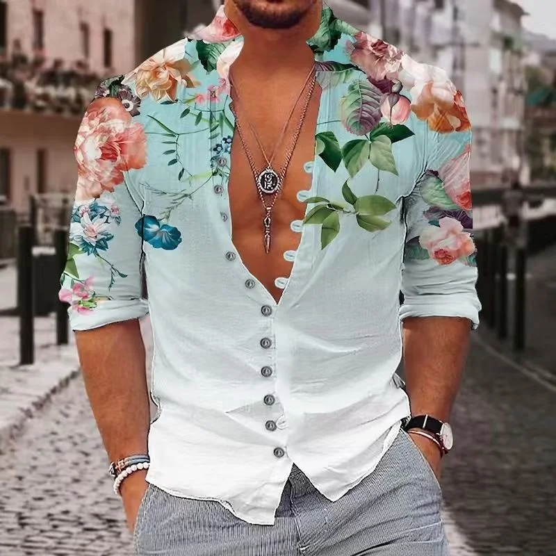 

2026 New Men's 3D Parrot Print Shirt, Stylish Long-Sleeved Shirt, Casual Loose-Fitting Cardigan Shirt, Retro Style