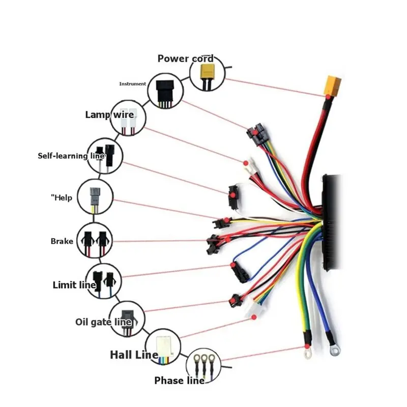 Y42A-Ebikes Controller Brushless Motor 36V 48V 52V 40A 1500W 2000W Sine Wave Control Unit With/Without Hall Sensor