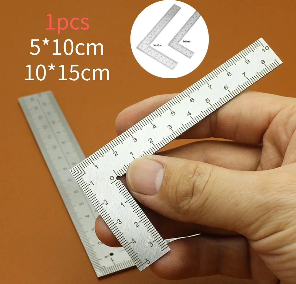 1Pcs Mini Right Angle Ruler Measuring Layout Tool Stainless Steel Square Measuring Ruler Precision For Building Framing Gauges