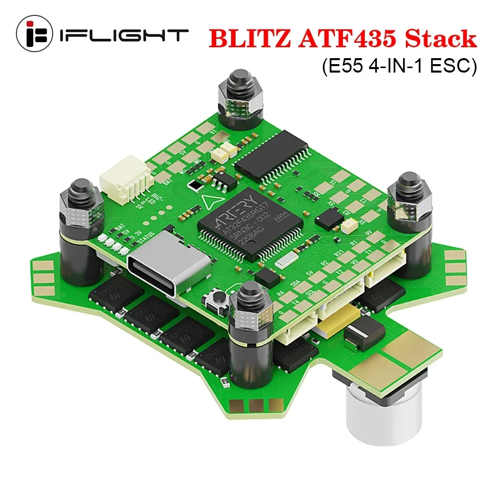 IFlight BLITZ ATF435 스택 ICM42688 32MB 블랙박스 (BLITZ E55 4-IN-1 ESC 2-6S Lipo 포함) 및 BLITZ 1.6W VTX 포함 RC FPV 드론용