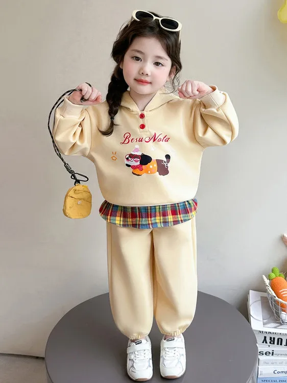 

Spring Season Girls Long Sve Sportswear Set Casual Loose Two-Piece Suite Baby Clothes Faionable Sweatirt And Pants