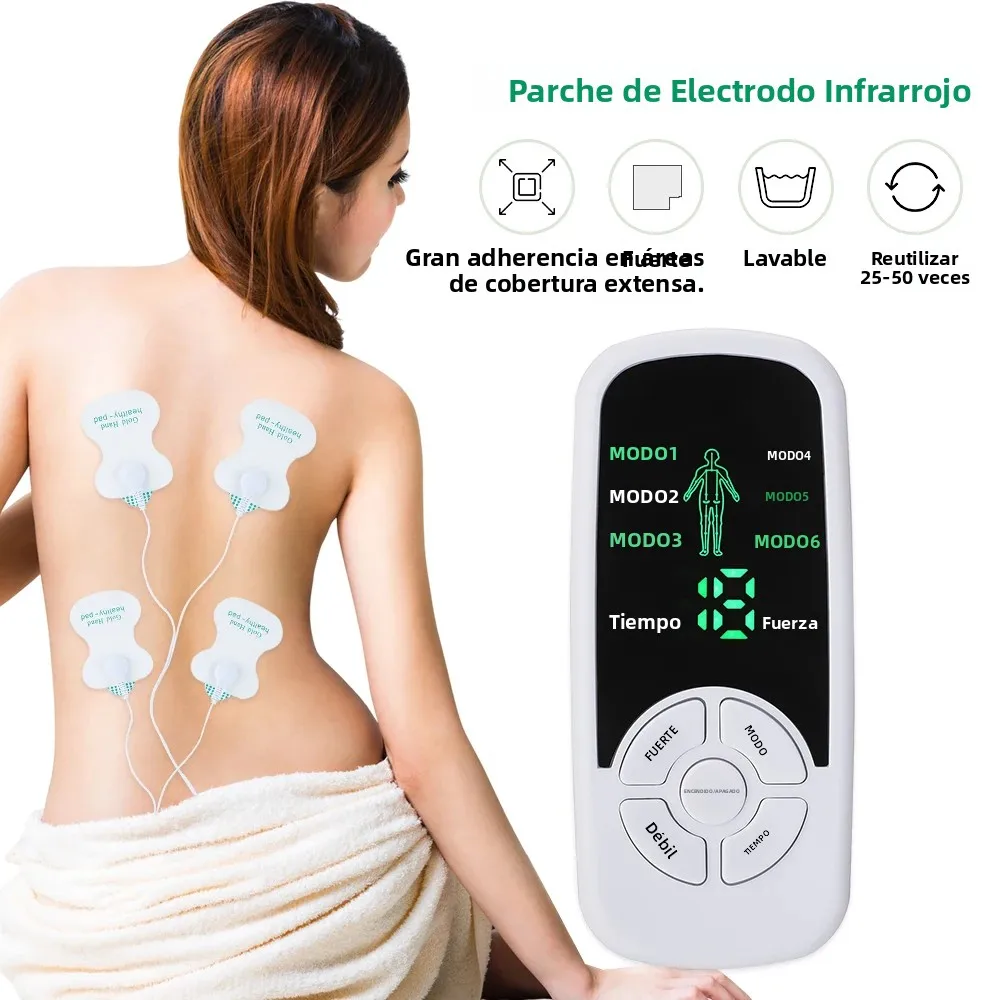 Masajeador Eléctrico Tens de 6 Modos, Dispositivo de Relajación Muscular, Estimulador de Cuerpo Completo, Parches para el Cuidado de la Salud de Espalda, Cintura y Rodilla, Herramienta de Masaje Digital
