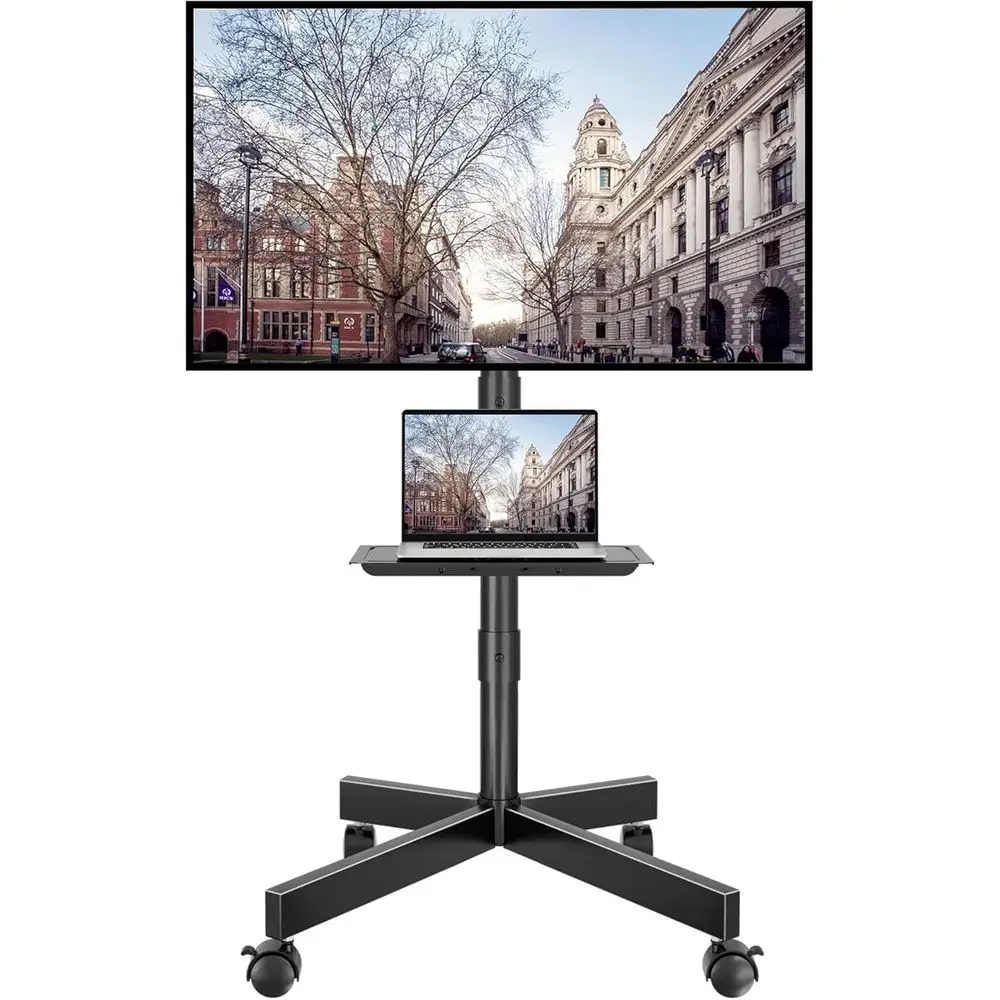 

Регулируемая передвижная подставка для телевизоров 23-60 дюймов (LED/LCD), портативная тележка с полкой для медиаустройств для гостиной, спальни, офиса, с функцией поддержки